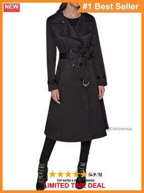 Women's Flared Trench Coat Long Sleeve Mild Weather Layer